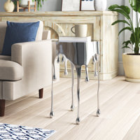 Aluminum Metal Melting Drip Side End Accent Table with Glass Tabletop by Langley Street