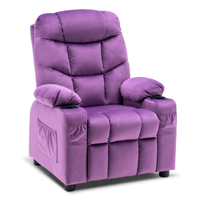 Goggin Kids Recliner with Anti-Tilt, Two Cup Holder, Fabric Upholstered by Isabelle & Max