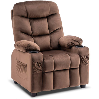 Goggin Kids Recliner with Anti-Tilt, Two Cup Holder, Fabric Upholstered by Isabelle & Max