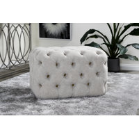 Lower Vobster 19" Wide Velvet Tufted Rectangle Pouf Ottoman by Everly Quinn