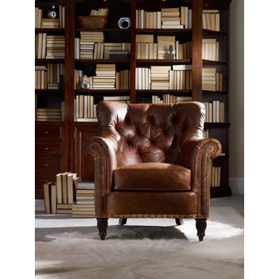 Kirby 35.5" Wide Tufted Leather Armchair by Bradington-Young