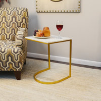 Marble Top C Table End Table by Everly Quinn