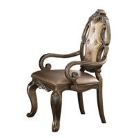 Aleja Tufted Arm Chair in Vintage Oak (Set of 2) by Rosdorf Park