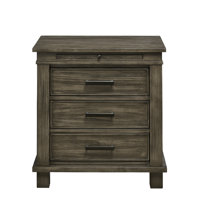 Remy 3-Drawer Nightstand with USB Charger and Pull-Out Beverage Tray by Birch Lane