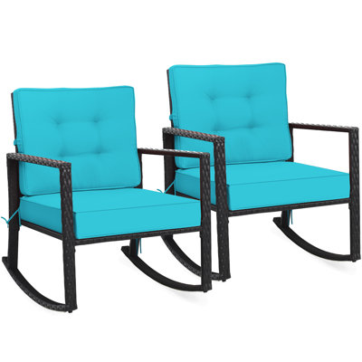 Esentepe Outdoor Esenler Rocking Wicker/Rattan Chair with Cushions by Red Barrel Studio