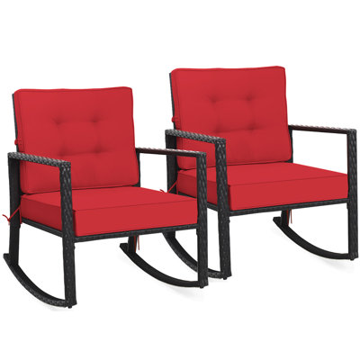 Esentepe Outdoor Esenler Rocking Wicker/Rattan Chair with Cushions by Red Barrel Studio