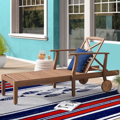 Bevelyn Acacia Wood Reclining Teak Chaise Lounge by Winston Porter