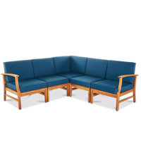 Bevelyn 77.75" Wide Symmetrical Patio Sectional with Cushions by Winston Porter