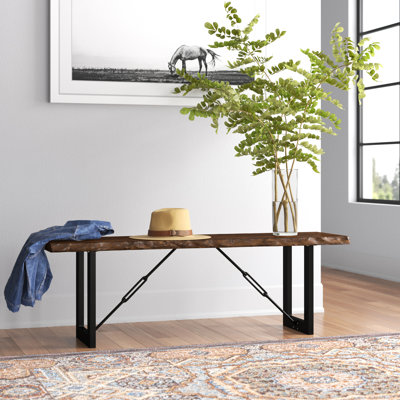 Borsari Industrial Wood Bench by Lark Manor