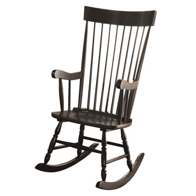 Saugus Transitional Rocking Chair with Spindle Back and Turned Legs in Black