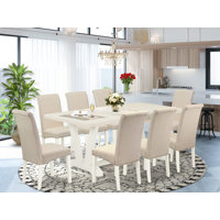 Cornville 9 - Piece Rubberwood Solid Wood Dining Set by Winston Porter