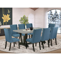 Tobias 9 - Piece Rubberwood Solid Wood Dining Set by Lark Manor