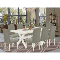 Sivanne 8 - Person Rubberwood Solid Wood Dining Set by Sand & Stable