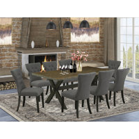 Tseytlin 9 - Piece Rubberwood Solid Wood Dining Set by Red Barrel Studio