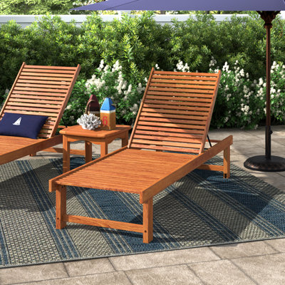 Arnoult 74" Long Reclining Teak Single Chaise