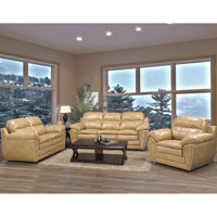 Adelei 3 Pieces Genuine Leather Living Room Set by Ebern Designs