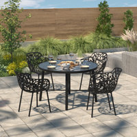 Rabia Patio Armchair – Floral Cutout Aluminum Stackable Dining Chair, UV Protected, Rust-Resistant, Indoor & Outdoor Use, Fully Assembled by Brayden Studio