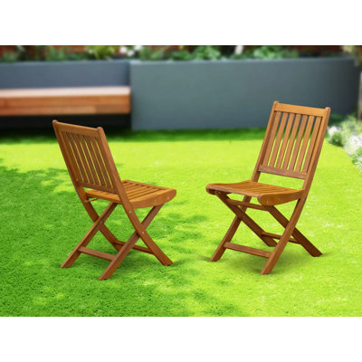 Arballo Folding Rubberwood Patio Dining Side Chair by Mercury Row
