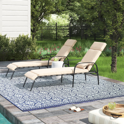 Antrea 63" Long Reclining Chaise Lounge Chair Set with Cushions and Backrest Pillows by Lark Manor