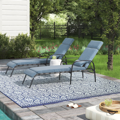 Antrea 63" Long Reclining Chaise Lounge Chair Set with Cushions and Backrest Pillows by Lark Manor