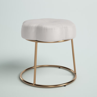Bonview Flower Upholstered Velvet Metal Accent Stool by Mercury Row