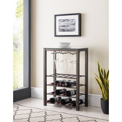 Demarcos 20 Bottle Floor Wine Bottle & Glass Rack in Pewter by Latitude Run
