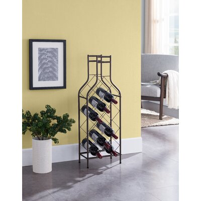 12 Bottles Freestanding Floor Metal Wine Rack Wine Bottle Holders Stands for Home with Bottle Shape Bar Stand for Liquor by 17 Stories
