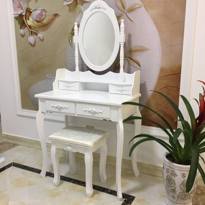 Tysen Vanity Set with Stool and Mirror by House of Hampton