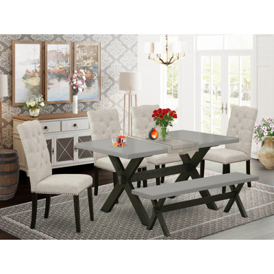 Aydrien 6 - Piece Rubberwood Solid Wood Dining Set by Red Barrel Studio