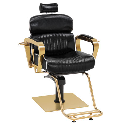22.8" Wide Faux Leather Manual Rocker Standard Recliner,Barber Chair Metal Hydraulic Recline by Inbox Zero