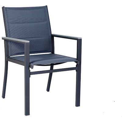 Bachier Villa Outdoor Patio Dining Chair with Gray Frame, Gray Paded Textilence by Red Barrel Studio