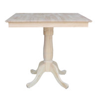 Hemuna Counter Height Solid Wood Pedestal Dining Table by Ophelia & Co.