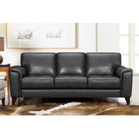 Dinese 87.75" Genuine Leather Square Arm Sofa by Latitude Run