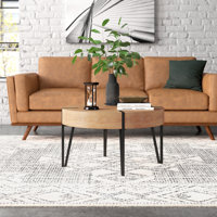 Astoria Round Wood Coffee Table with Metal Hairpin Legs by Steelside