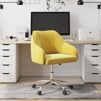 Kinzie Epinine Velvet Upholstered Swivel & Adjustable-Height Task Chair with Chrome Metal Base by Etta Avenue