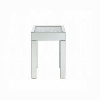 Prosperie Glam Square End Table with Tempered Glass Top in Mirrored & Faux Diamonds by Everly Quinn
