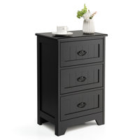 Rockett 3 Modern 3-Drawer Wood Nightstand With Vintage Metal Handles