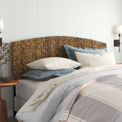 Boatwright Rattan Panel Headboard with Solid Wood Legs by Beachcrest Home