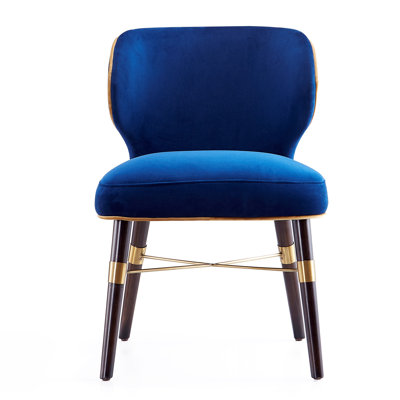 Strine Velvet Upholstered Solid Wood Side Chair by Manhattan Comfort