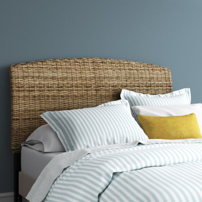 Boatwright Rattan Panel Headboard with Solid Wood Legs by Beachcrest Home