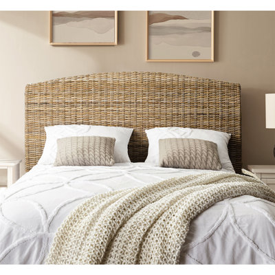 Boatwright Rattan Panel Headboard with Solid Wood Legs by Beachcrest Home