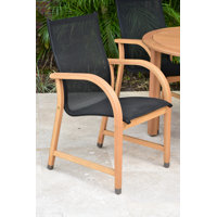 Alyisa Teak Finish Modern Patio Dining Chair (Set Of 2)