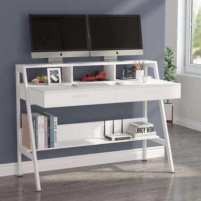 Edeltraud Writing Desk with Drawers, White Desk by Latitude Run