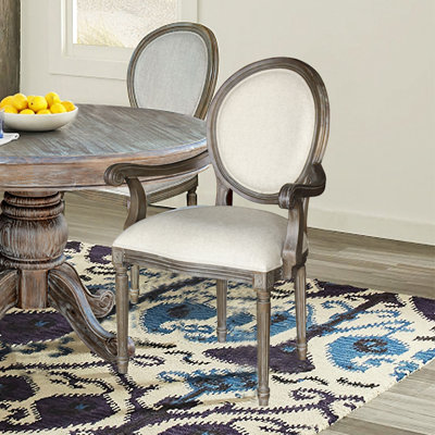 Upholstered King Louis Back Arm Chair in Off White by One Allium Way