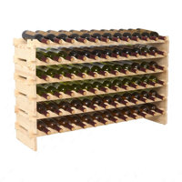 FixtureDisplays 51 X 12 X 26" Stackable Modular Wine Rack Stackable Storage Stand Display Shelves, Pine wood, (72 Bottle Capacity, 6 rows x 12) 16931 by Prep & Savour