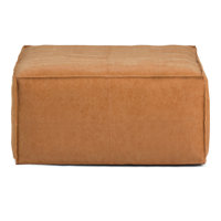 Brody Large Square Coffee Table Pouf in Vegan Faux Leather by Simpli Home
