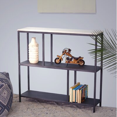 Elidona 30" Black and White Iron Three Tier Geometric Bookcase by Latitude Run