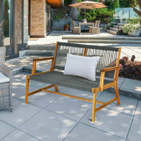 Meridan 2 Person Solid Wood Garden Bench by Highland Dunes
