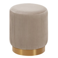 Tully 15.5" Wide Velvet Round Standard Ottoman by Everly Quinn