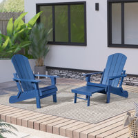Hurley Morphew Plastic/Resin Folding Adirondack Chair with Ottoman by Rosecliff Heights